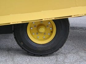 wheels on a mobile yard ramp
