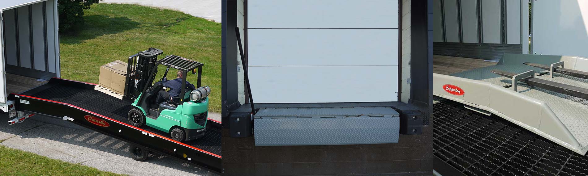 YARD-RAMP-SITE edge of dock leveler without truck at dock loading